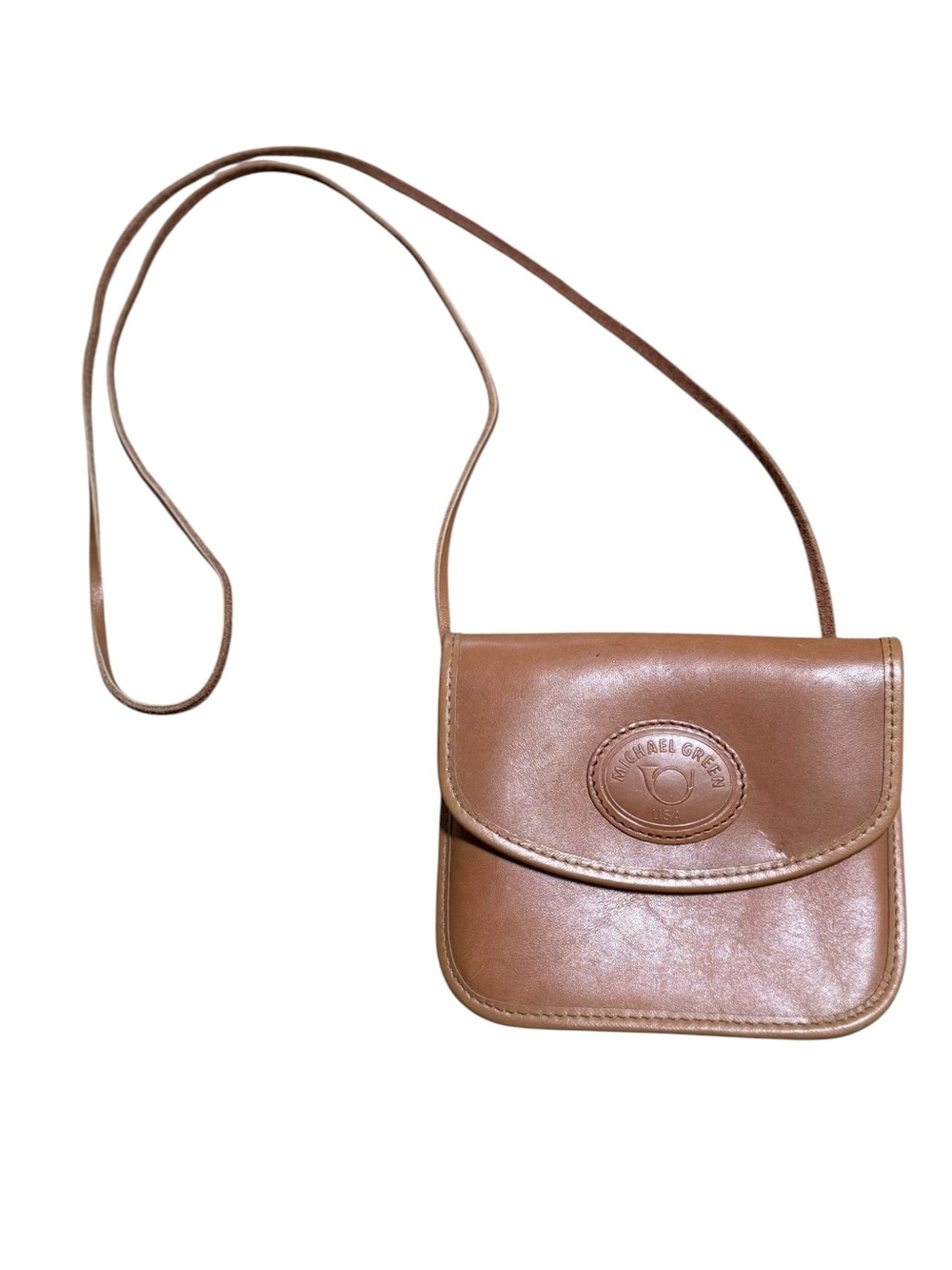 Vintage Michael Green Black Leather Mini Crossbody Bag – Made in USA